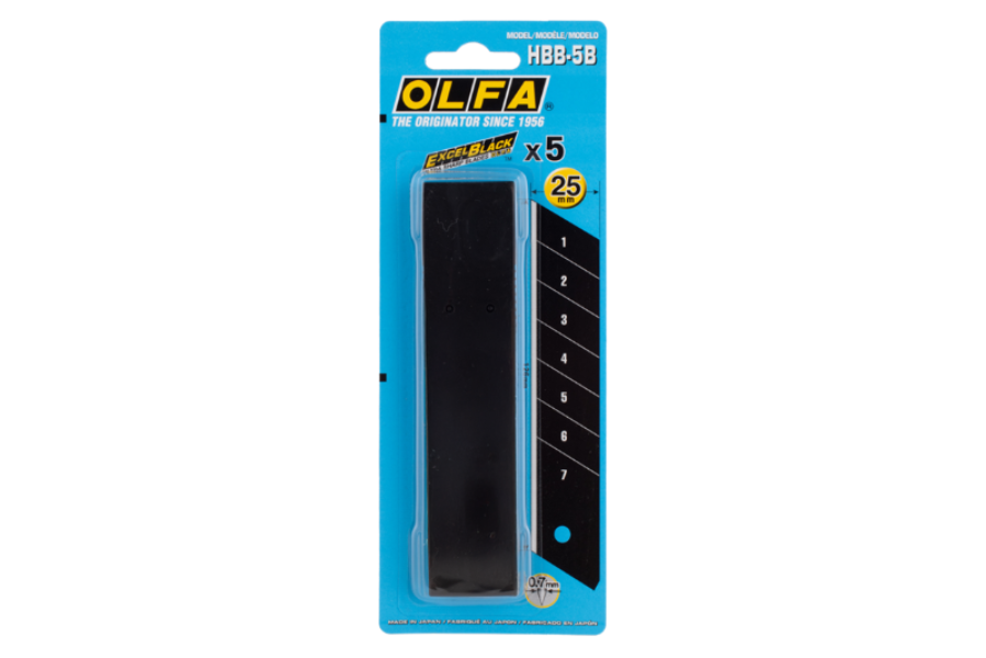 Olfa 25mm HBB Ultra-Sharp Black Snap Off Blade - 5 Pack
