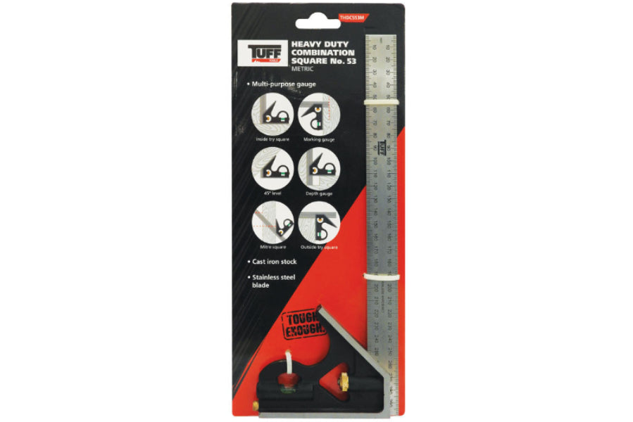 Tuff Heavy Duty Combination Square No.53 - Metric/Imperial