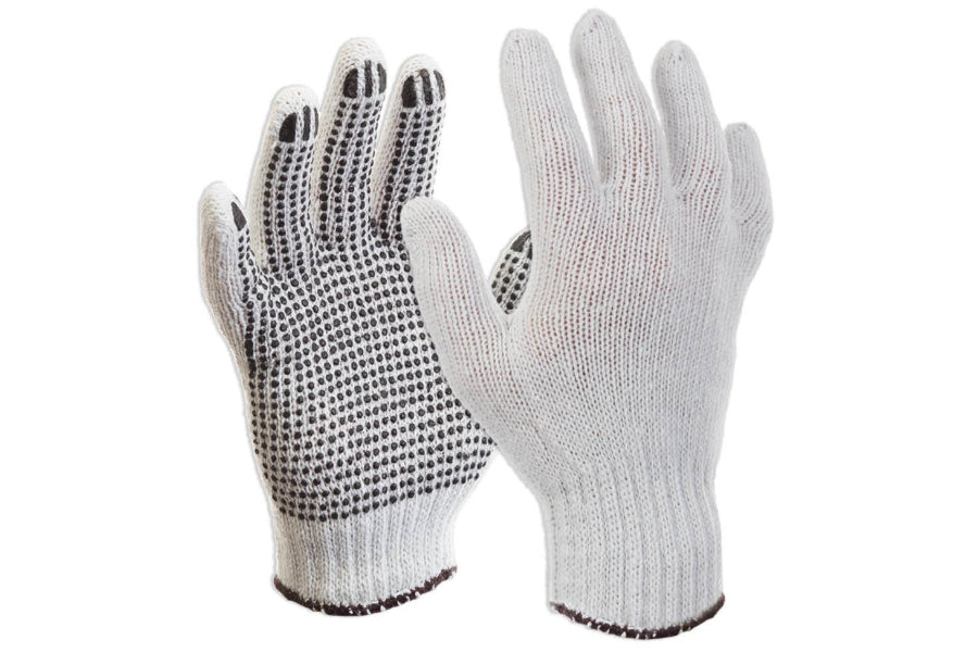 Knitted Poly/Cotton Glove PVC Dot Grip White L-XL